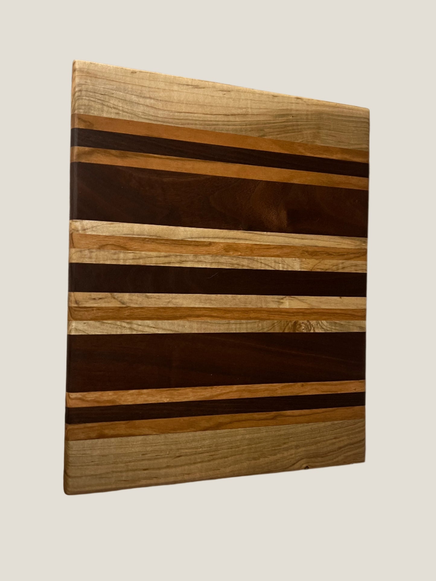 Handmade 10"x12"x3/4" Cherry, Maple, and Black Walnut Breadboard – A Perfect Balance of Style and Durability