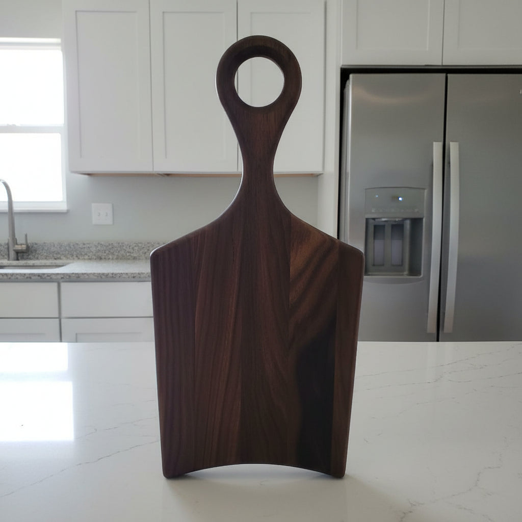 Handcrafted Cutting Board – 7.5" × 15" × 0.75" Black Walnut with Handle