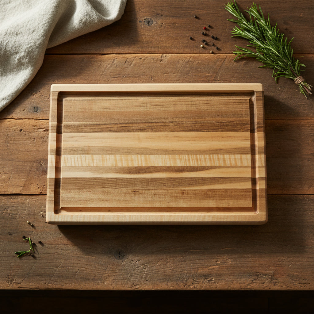 Handcrafted Natural Hard Maple Cutting Board with Juice Groove — 11x17x1.5"