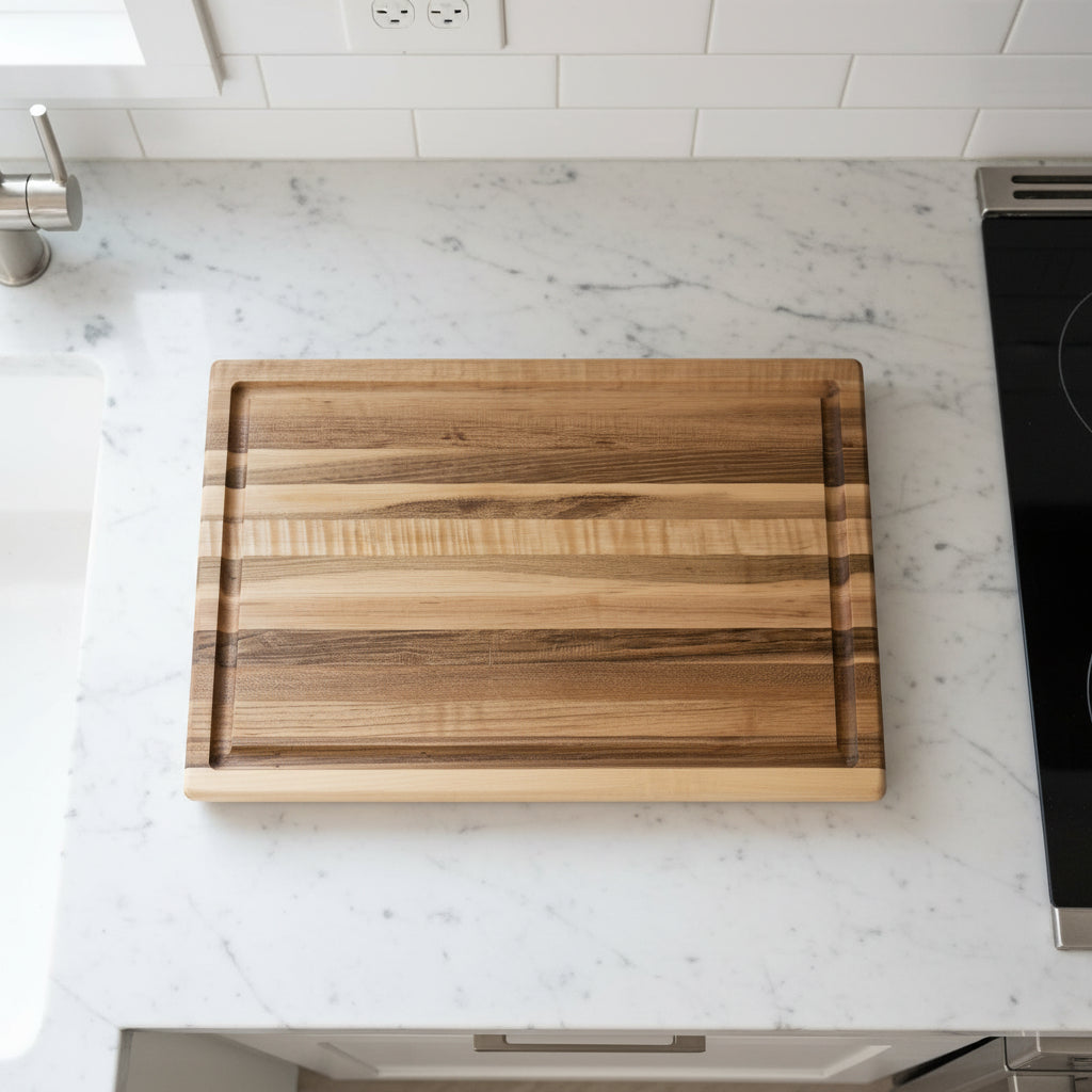Handcrafted Natural Hard Maple Cutting Board with Juice Groove — 11x17x1.5"