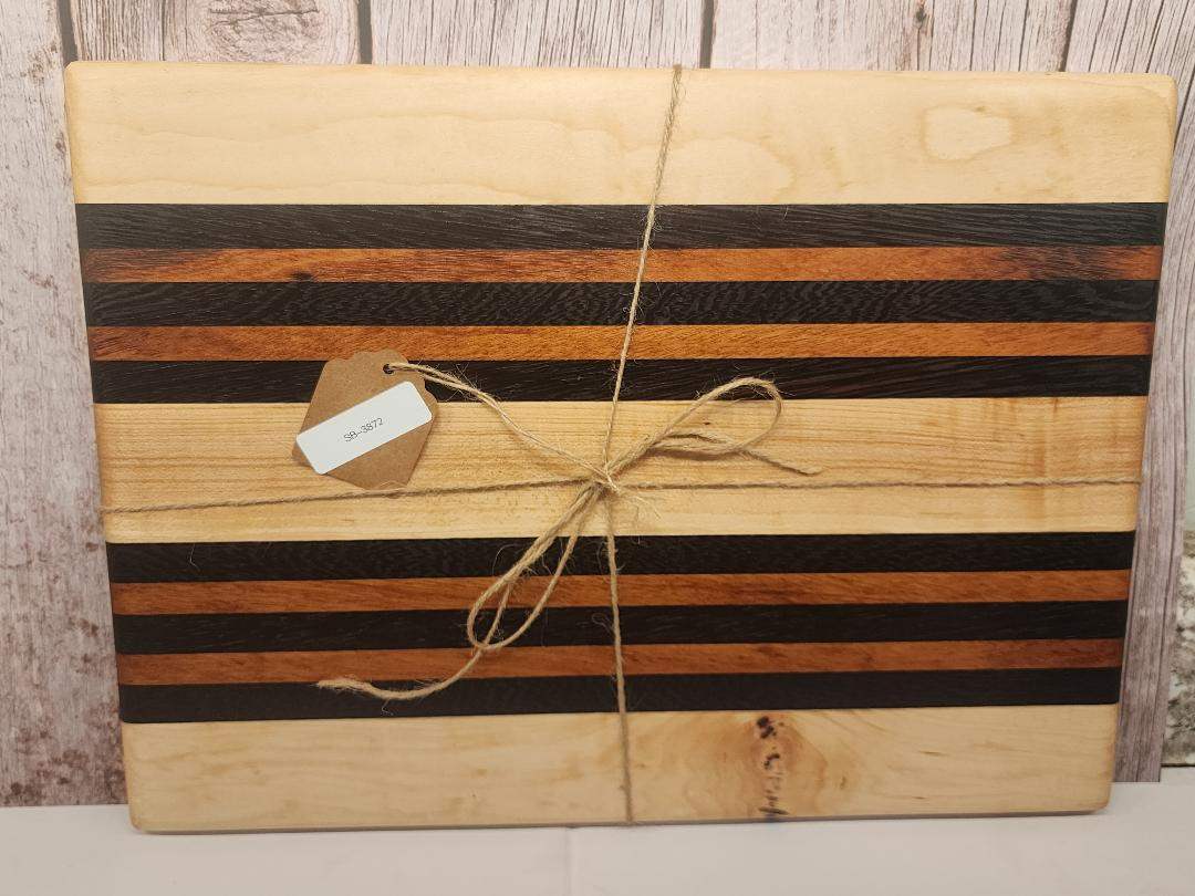 Bread Board - Handcrafted Maple, Tigerwood & Wenge 9x13" with Bold Style