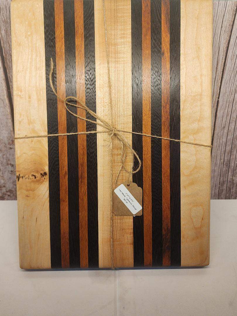 Bread Board - Handcrafted Maple, Tigerwood & Wenge 9x13" with Bold Style