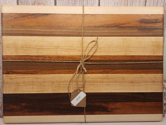 Bread Board - Handcrafted Maple, Walnut & Tigerwood Cutting Board 8x15