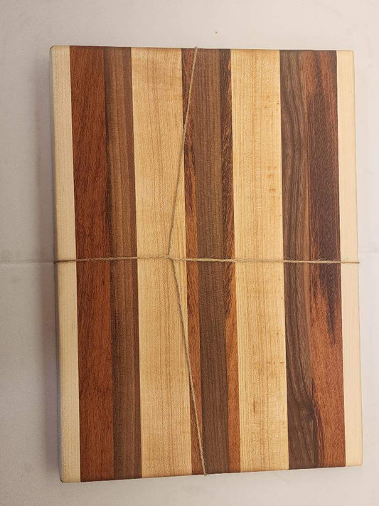 Bread Board - Handcrafted Maple, Walnut & Tigerwood Cutting Board 8x15