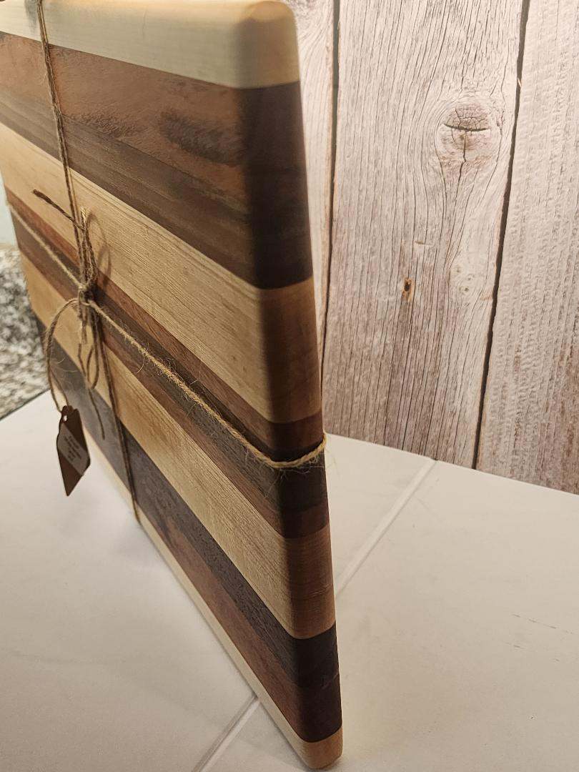 Bread Board - Handcrafted Maple, Walnut & Tigerwood Cutting Board 8x15