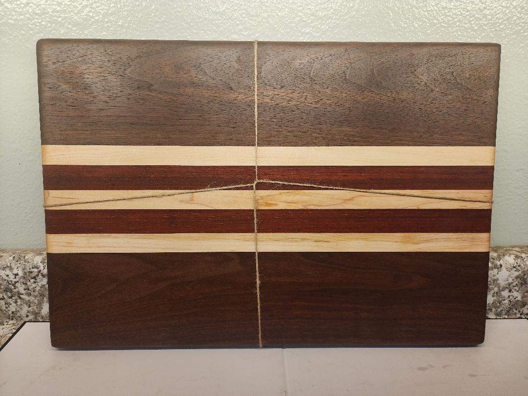 Cutting Board - Handcrafted Black Walnut, Maple & Padauk for Stylish Prep