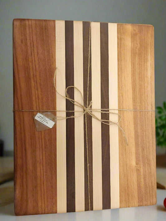 Cutting Board - Handcrafted Black Walnut, Hard Maple & Honduran Mahogany | 12x16