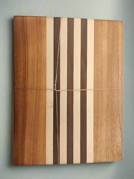 Cutting Board - Handcrafted Black Walnut, Hard Maple & Honduran Mahogany | 12x16