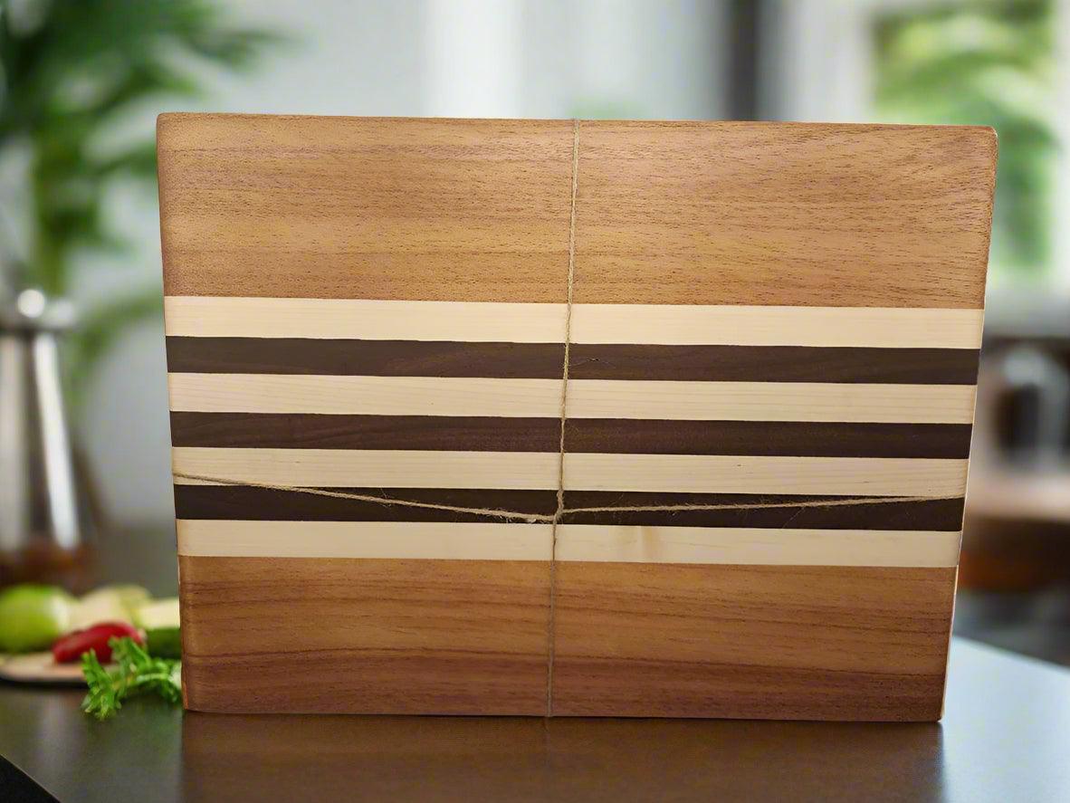 Cutting Board - Handcrafted Black Walnut, Hard Maple & Honduran Mahogany | 12x16