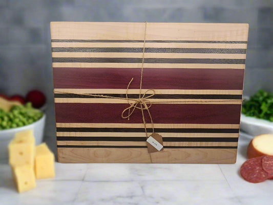 Cutting Board - Handcrafted Maple, Purpleheart & Wenge for Stylish Kitchen Use