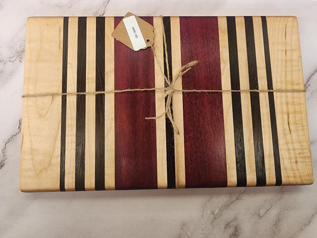 Bread Board - Handcrafted Curly Maple, Purpleheart & Wenge