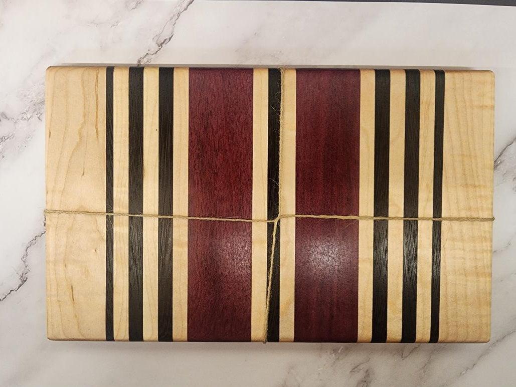 Bread Board - Handcrafted Curly Maple, Purpleheart & Wenge