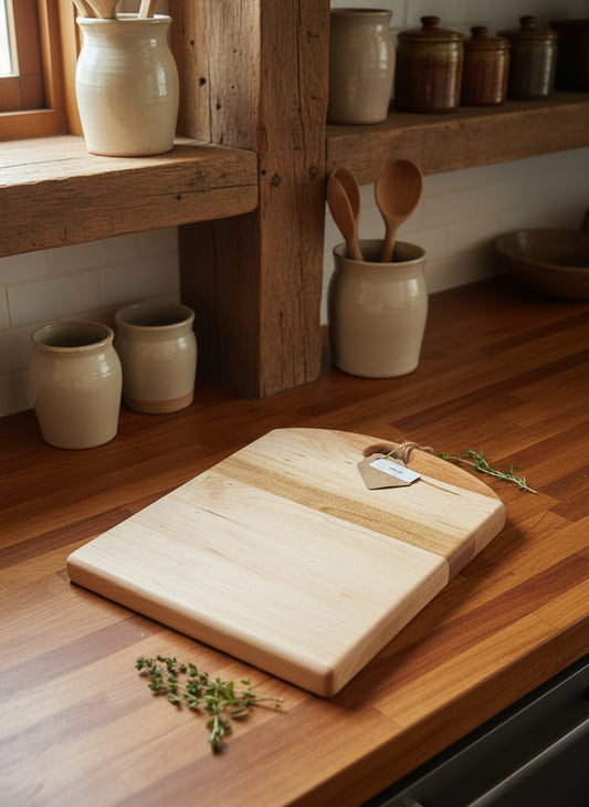 Handmade Hard Maple Cutting Board – 8" x 10" x 3/4"