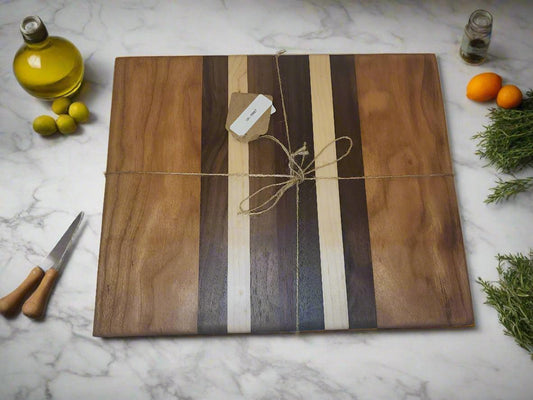Cutting Board – Handcrafted 9"x11" Cherry, Walnut, Maple & Padauk Design
