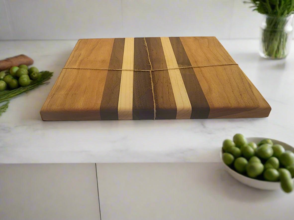 Cutting Board – Handcrafted 9"x11" with Cherry, Walnut, Maple & Padauk