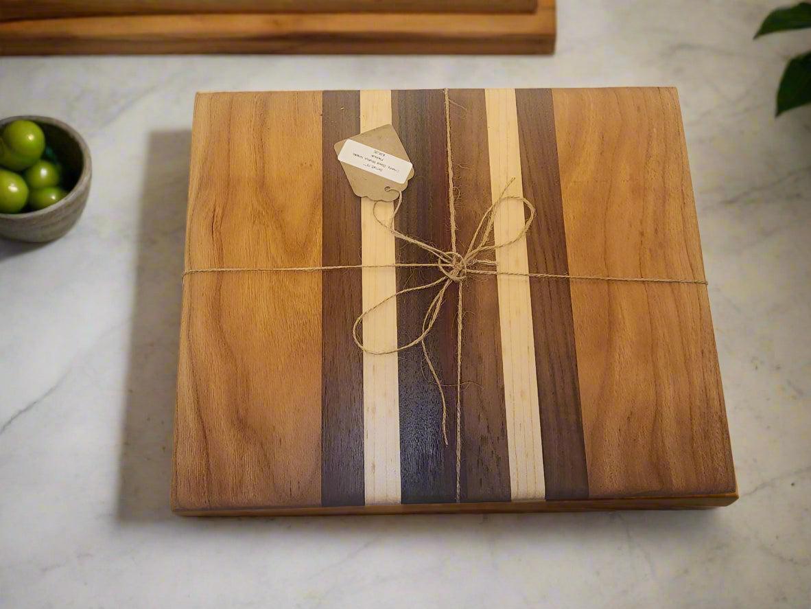 Cutting Board – 9"x11" Handcrafted Cherry, Walnut, Maple & Padauk