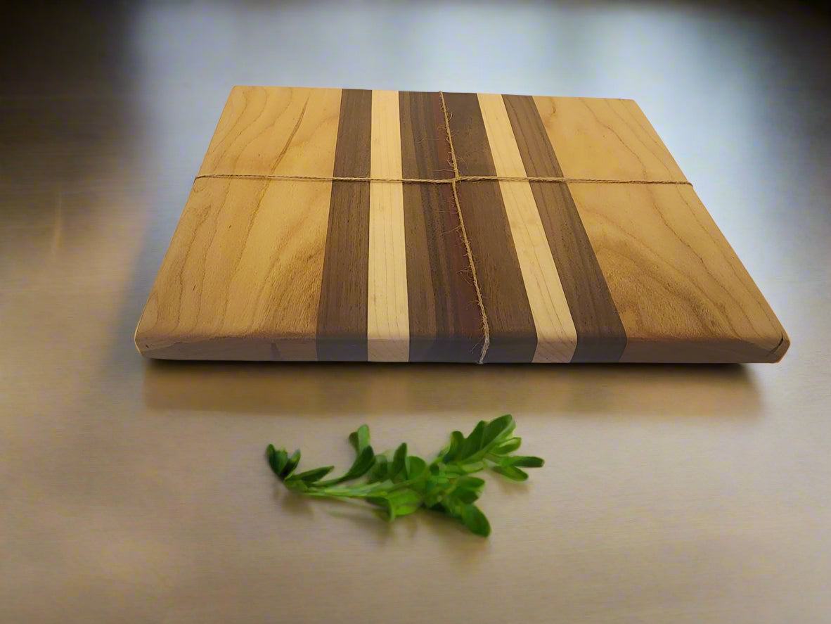 Cutting Board – 9"x11" Handcrafted Cherry, Walnut, Maple & Padauk