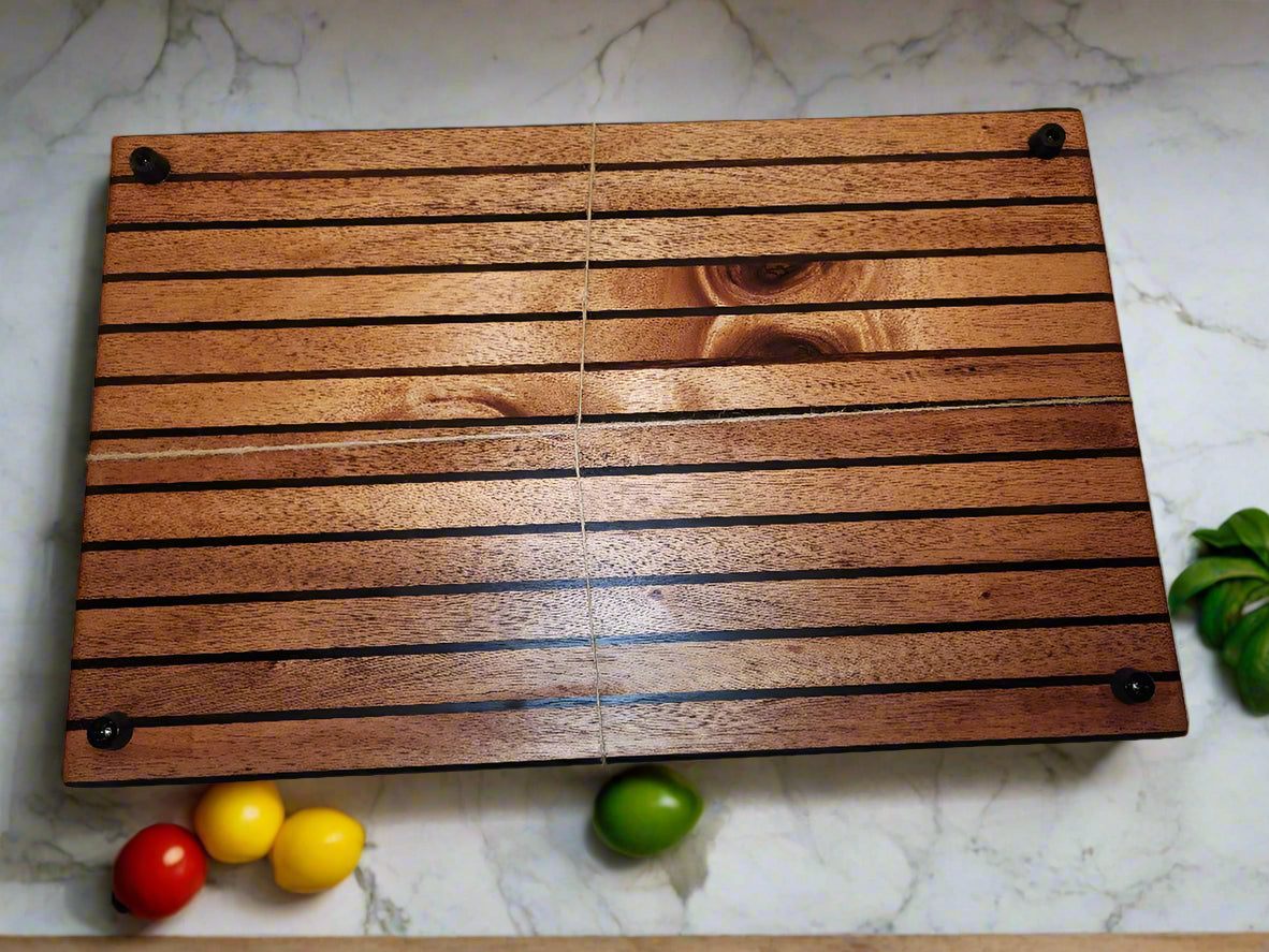 Cutting Board – Handcrafted 12"x16" Mahogany, Rosewood & Maple for Kitchen