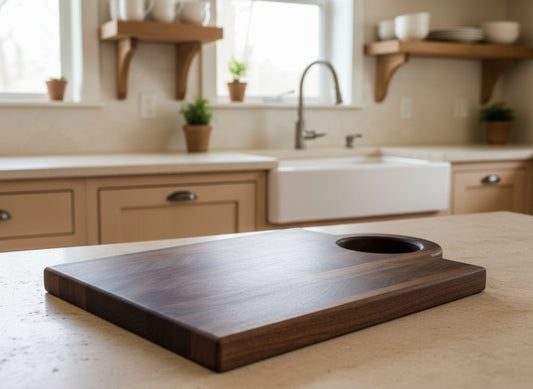 Black Walnut Cutting Board with Handle – Bold Grain, Smooth Grip, Everyday Elegance