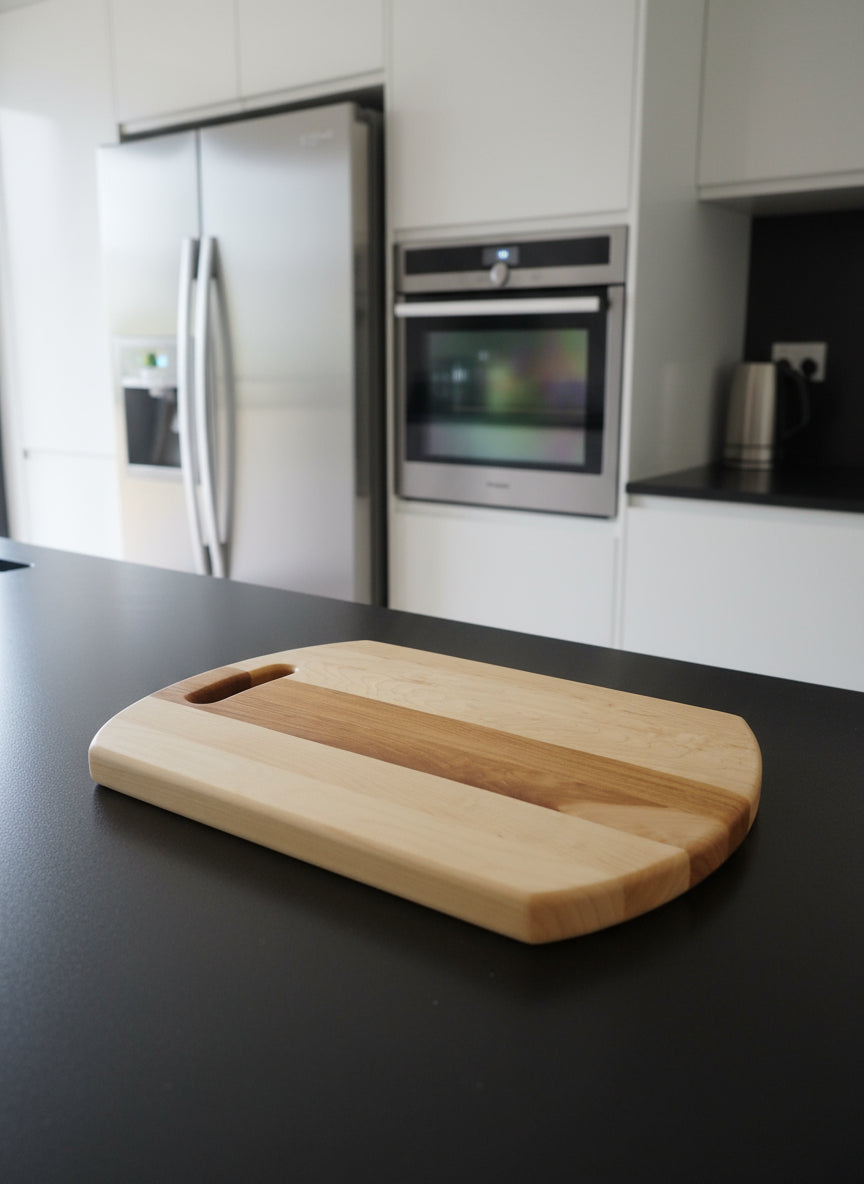 Hard Maple Cutting Board with Handle – Rounded Ends, Artisan Strength