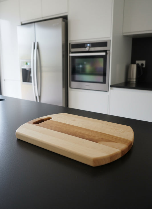 Hard Maple Cutting Board with Handle – Rounded Ends, Artisan Strength