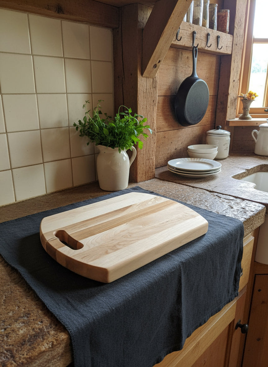 Hard Maple Cutting Board with Handle – Rounded Ends, Artisan Strength