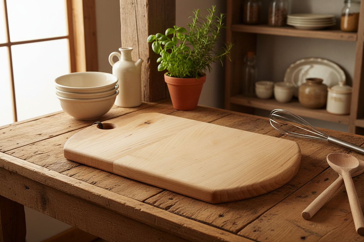 Hard Maple Cutting Board with Hanging Hole – 8" x 12" x 0.75"
