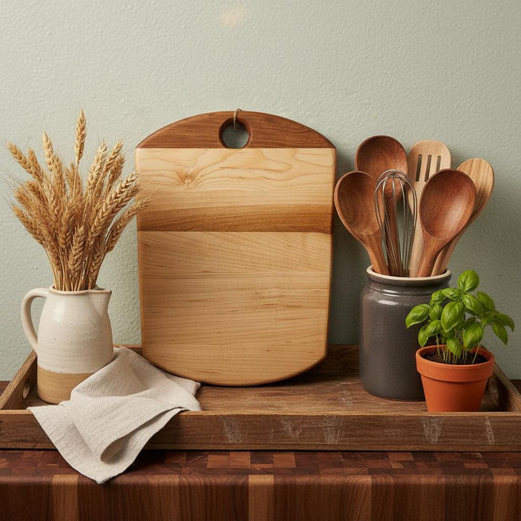 Hard Maple Cutting Board with Hanging Hole – 8" x 12" x 0.75"