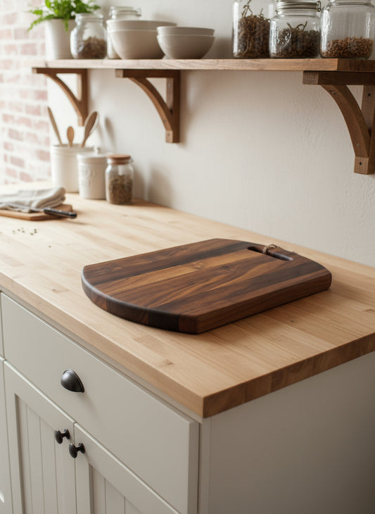 Black Walnut Cutting Board – Rounded Elegance, Handcrafted Strength