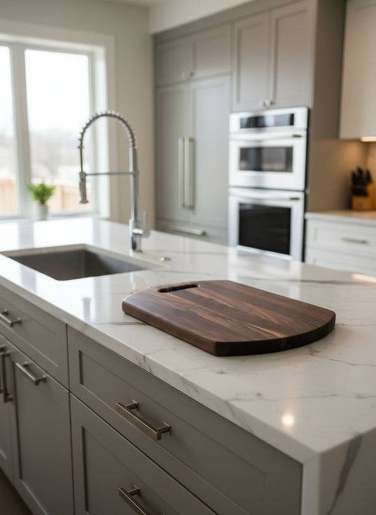 Black Walnut Cutting Board with Handle – Smooth Curves, Bold Grain, Everyday Utility