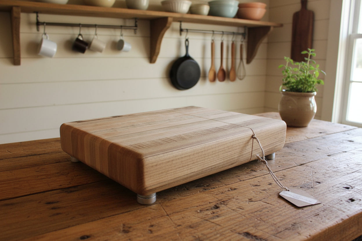 8×10×2" Hard Maple Cutting Block with Stainless Steel Feet