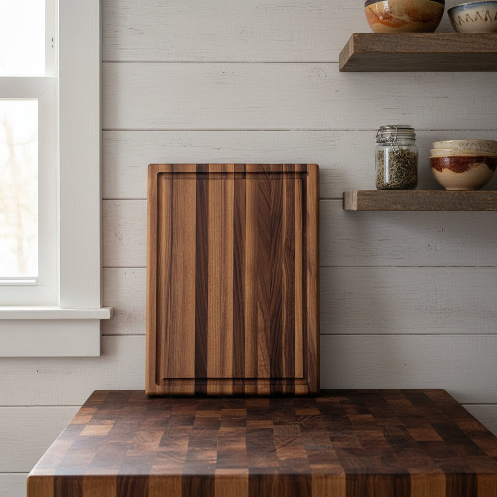Handcrafted Black Walnut Cutting Board – 12×16×1.5" with Juice Groove