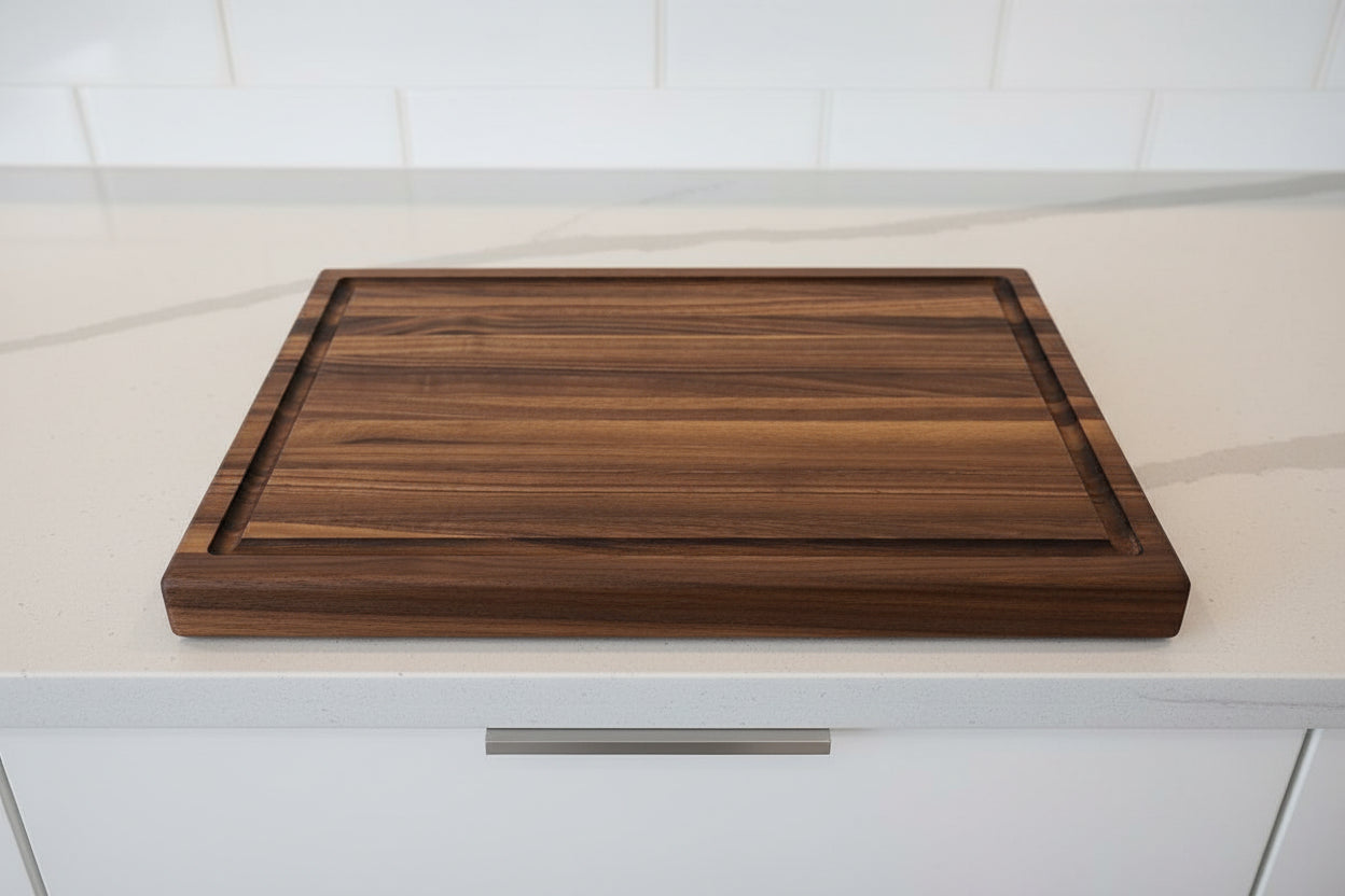 Handcrafted Black Walnut Cutting Board – 12×18×1.5” with Juice Groove