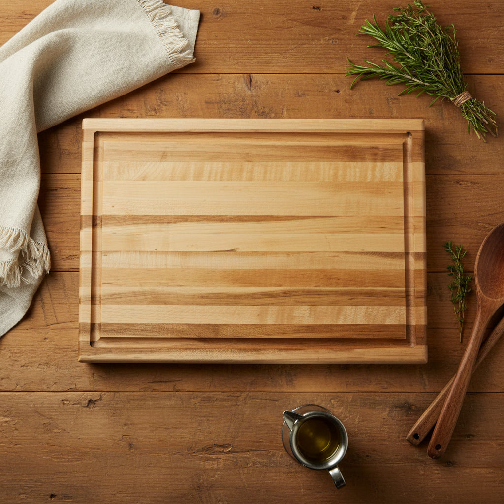 Handcrafted Natural Hard Maple Cutting Board – 12×18×1.25" with Juice Groove