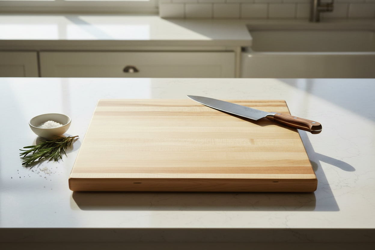 Handcrafted Natural Hard Maple Cutting Board – 12×18×1.5"