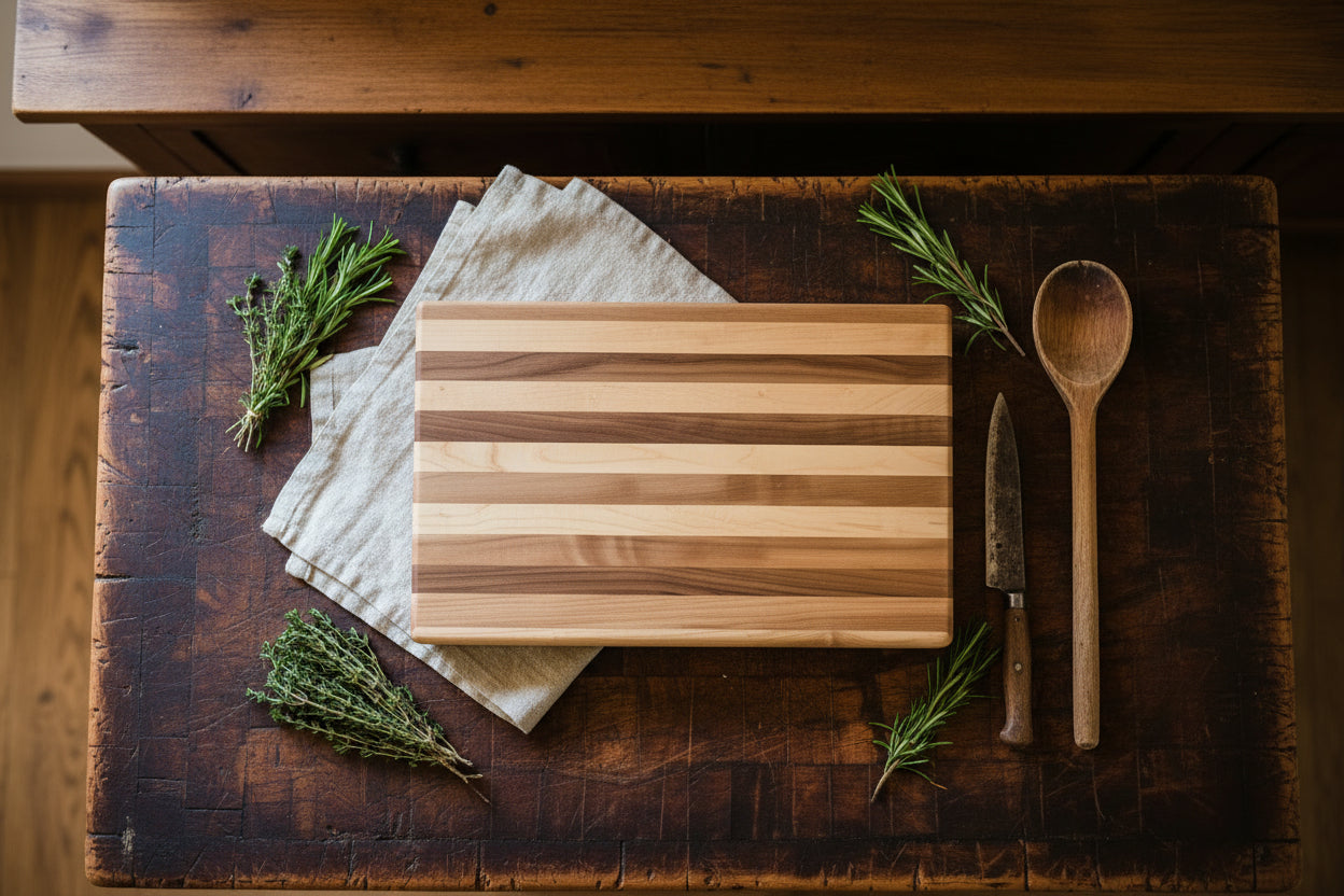 Handcrafted Beautiful Northern Hard Maple Butcher Block – 9×16×2" with Rubber Feet