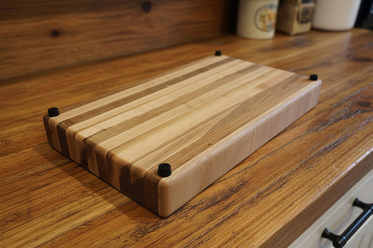 Handcrafted Northern Hard Maple Butcher Cutting Block – 9×16×2" with Rubber Feet