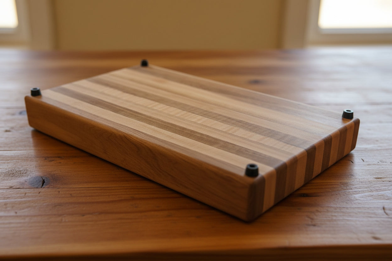 Handcrafted Beautiful Northern Hard Maple Butcher Block – 9×16×2" with Rubber Feet