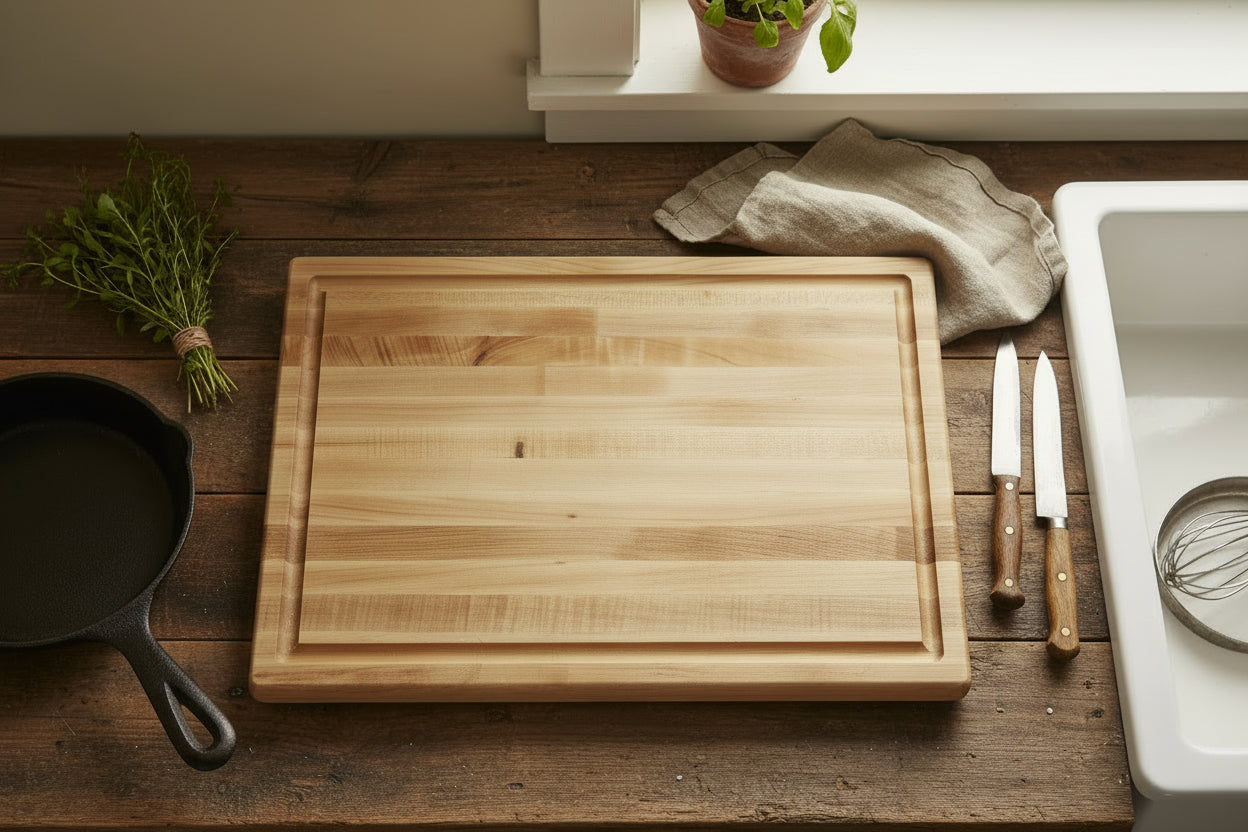 Hard Maple Cutting Board – 12" x 18" x 1.5" with Juice Groove