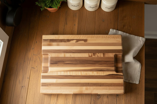 Handcrafted XL Natural Hard Maple Cutting Board — 14x20x1.625" with Juice Groove & Handholds