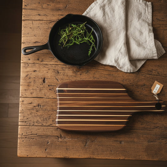 Handcrafted Black Walnut & Maple Cutting Board — 7.5x15x1.25" with Handle