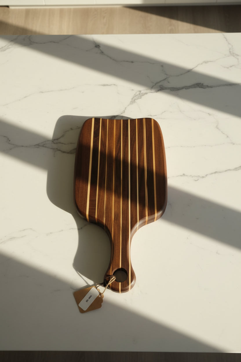 Handcrafted Black Walnut & Maple Cutting Board — 7.5x15x1.25" with Handle