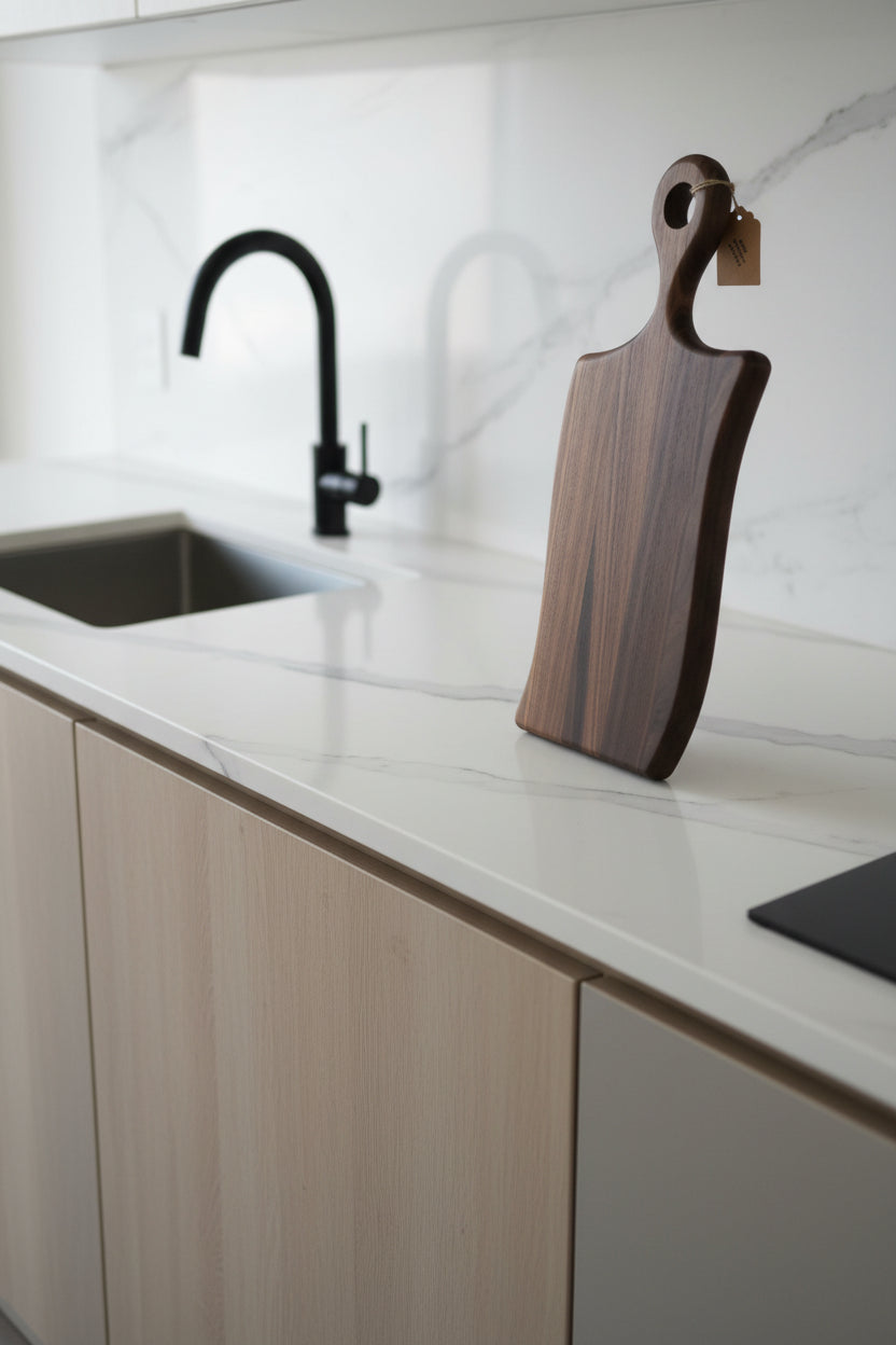 Handcrafted Cutting Board – 6" × 15" × 3/4" Black Walnut with Handle