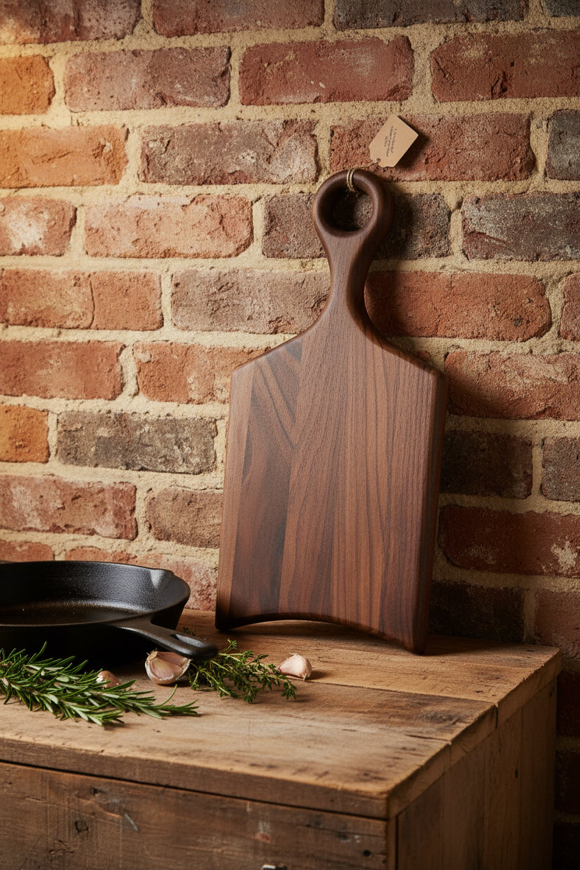 Handcrafted Cutting Board – 7.5" × 15" × 0.75" Black Walnut with Handle