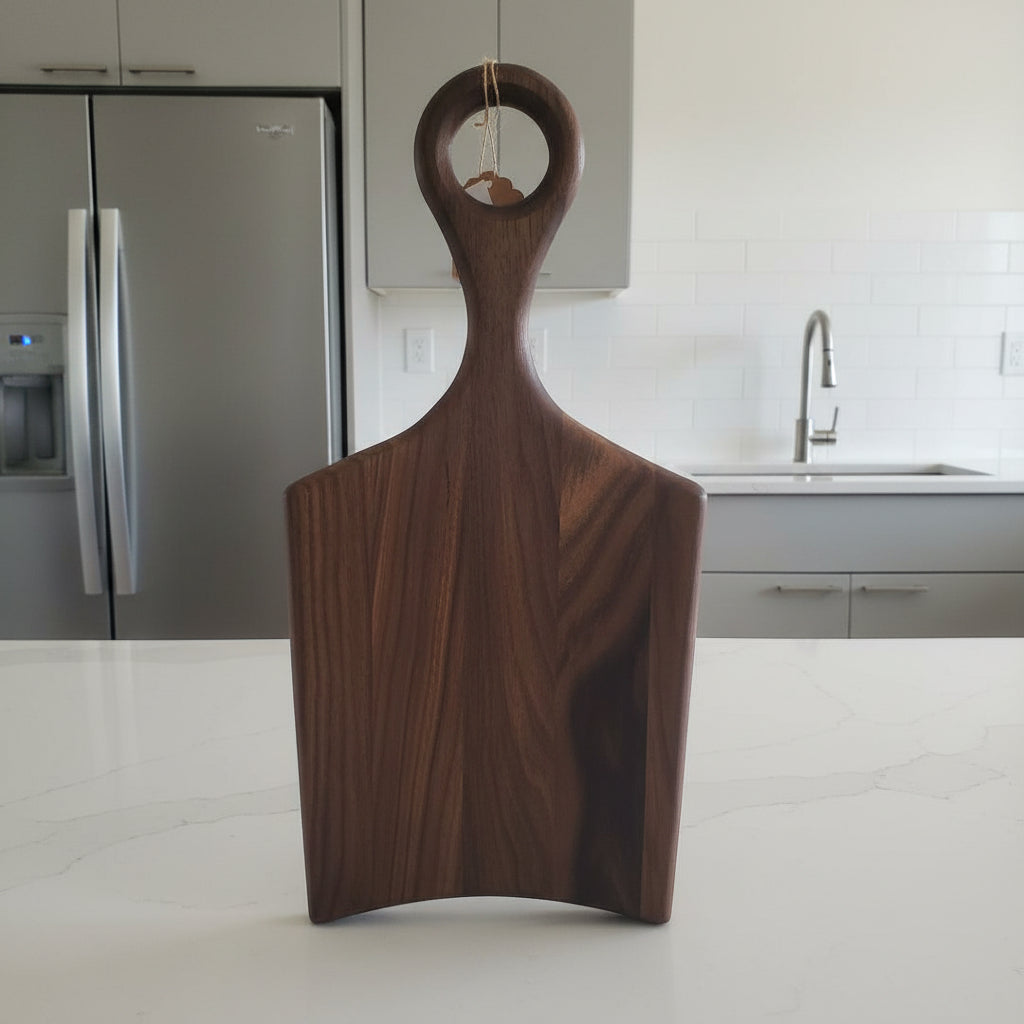 Handcrafted Cutting Board – 7.5" × 15" × 0.75" Black Walnut with Handle