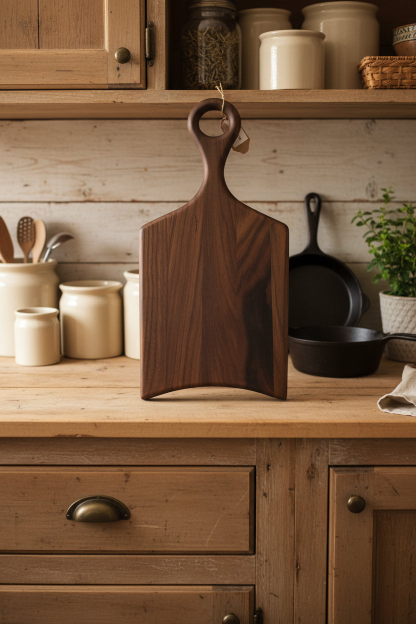 Handcrafted Cutting Board – 7.5" × 15" × 0.75" Black Walnut with Handle