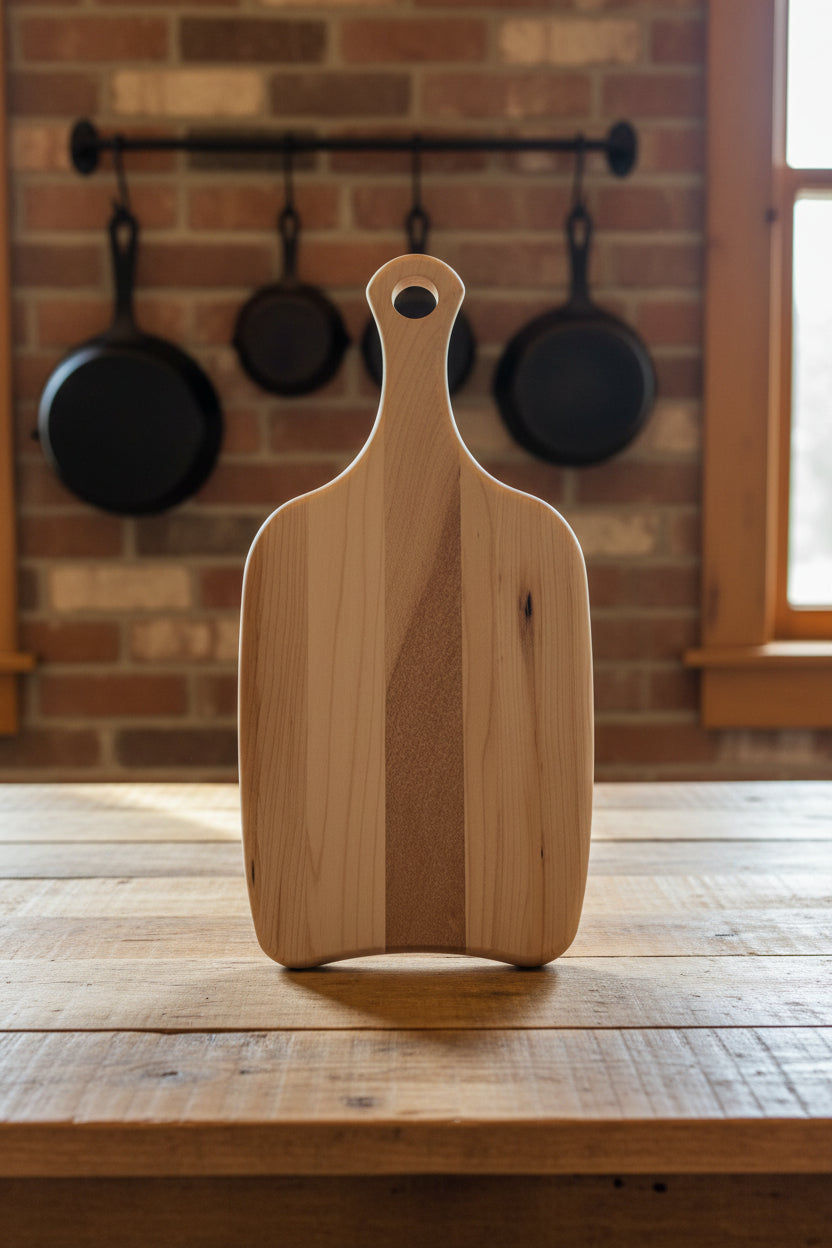 Handcrafted Cutting Board – 7" × 15" × 3/4" Northern Hard Maple with Handle