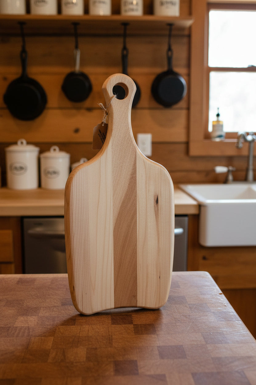 Handcrafted Cutting Board – 7" × 15" × 3/4" Northern Hard Maple with Handle