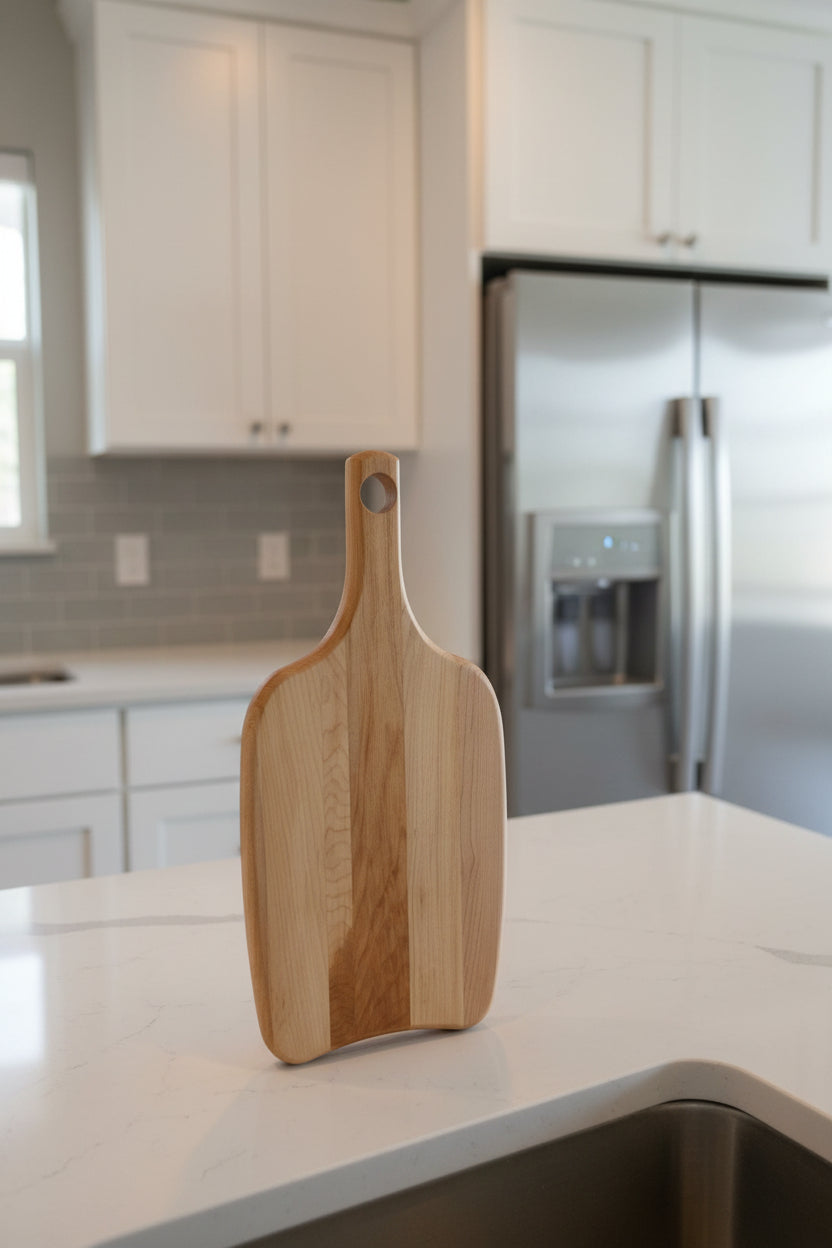 Handcrafted Cutting Board – 7" × 15" × 3/4" Northern Hard Maple with Handle