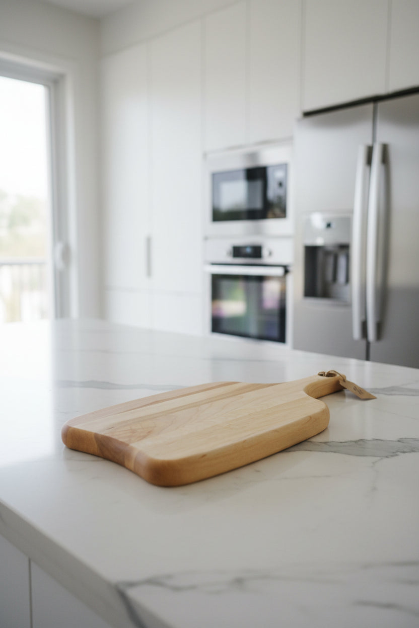 Handcrafted Cutting Board – 7" × 15" × 3/4" Northern Hard Maple with Handle
